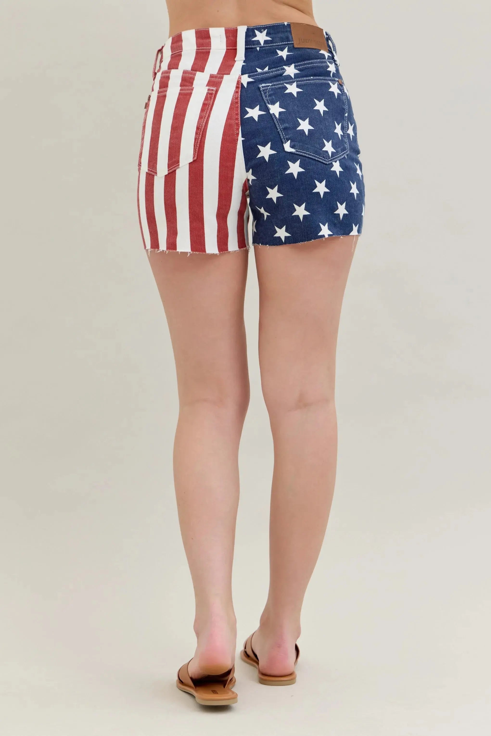 Judy Blue Jeans - Full Size High Waist Americana Flag Fray Hem Shorts