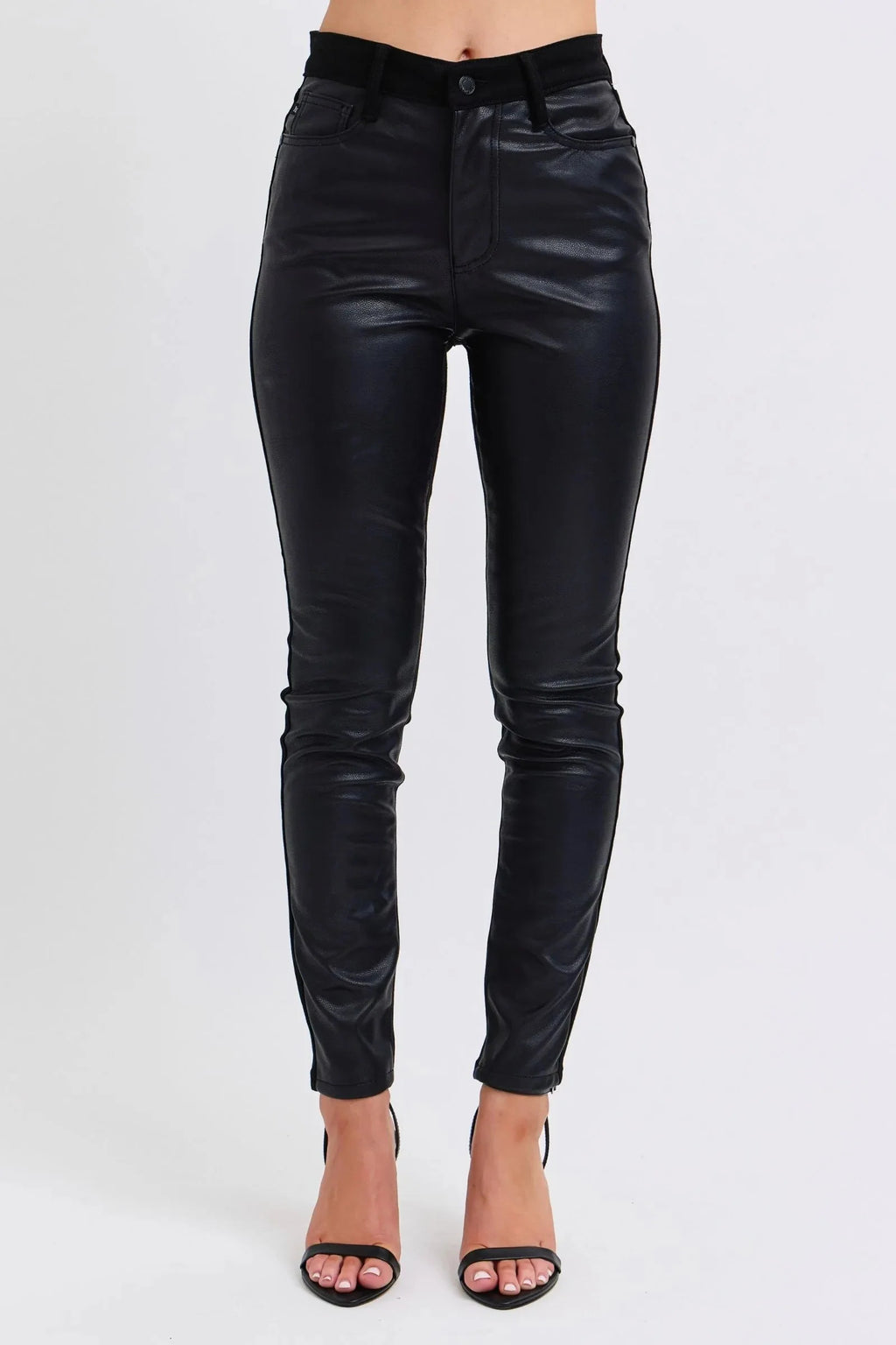 Judy Blue Jeans - Plus Size High Waist Faux Leather Skinny Pants