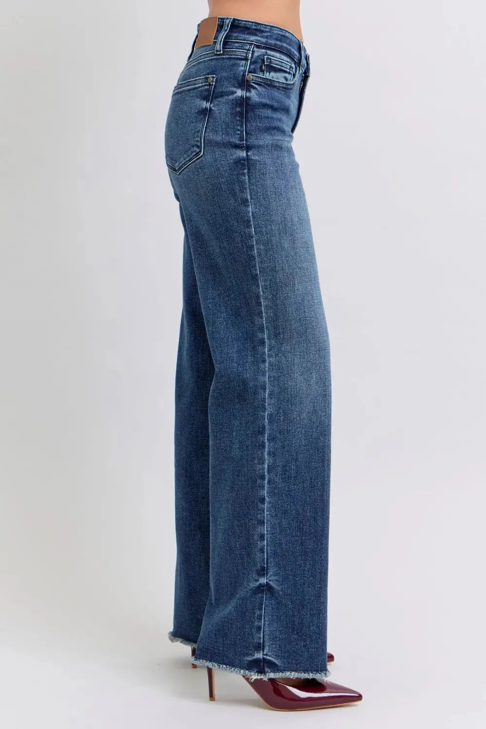 Full Size/Plus Size Raw Hem Mid Rise Judy Blue Jeans
