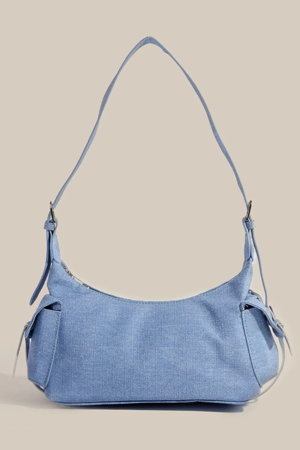 Fame Braided Accent Blue Shoulder Bag Double Pockets