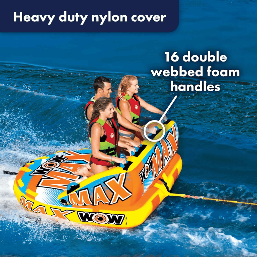 WOW Watersports Max Inflatable Towable Deck Tube for up to 3 Riders