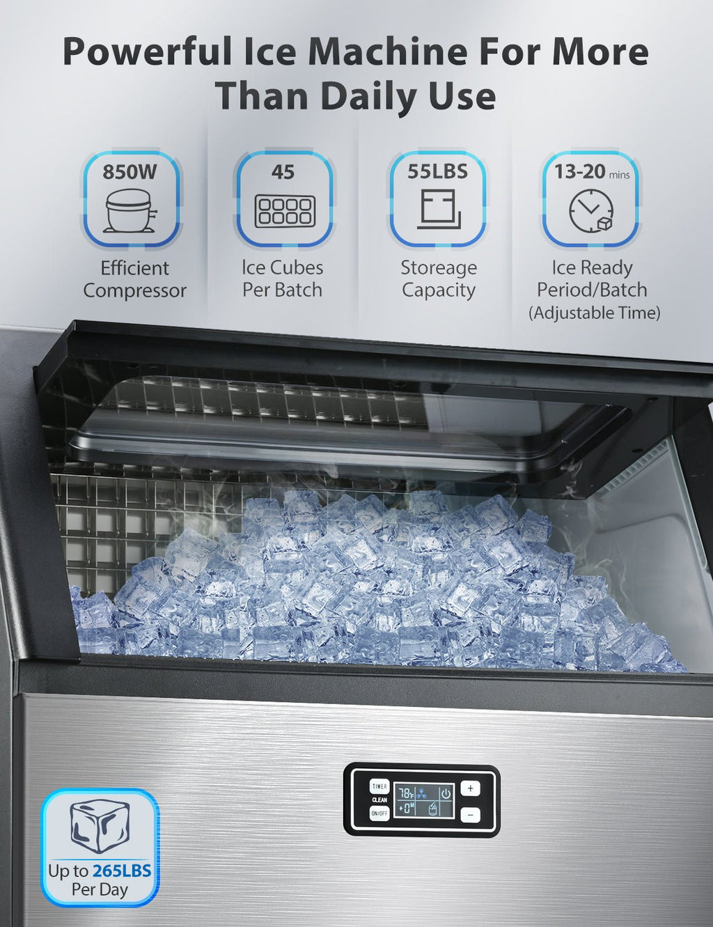 200LBS Freestanding Commercial Ice Maker Z5895