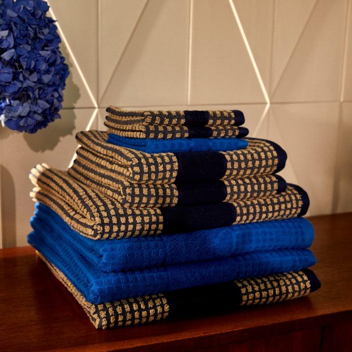 JUNA Check Hand Towel, Dark Blue