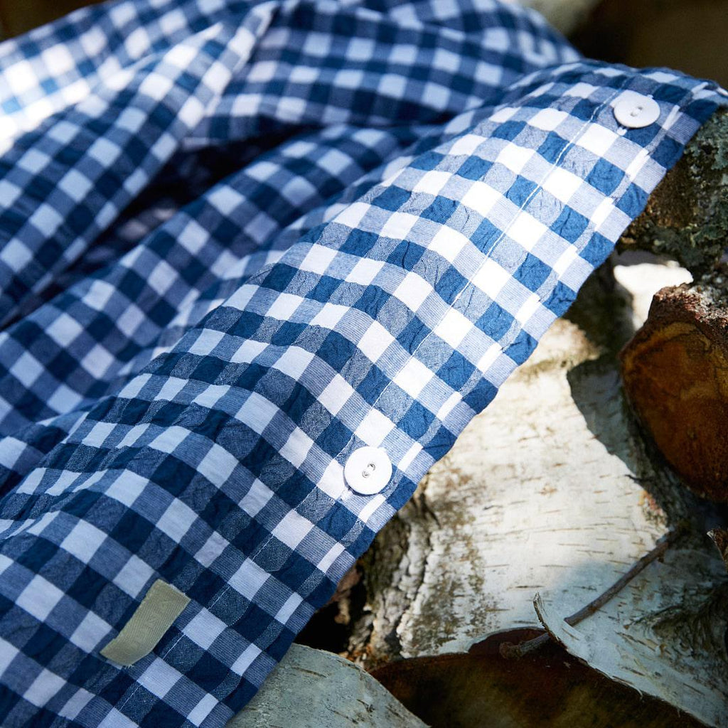 JUNA Bæk&Bølge Duvet Cover Set, Full, Dark Blue/White