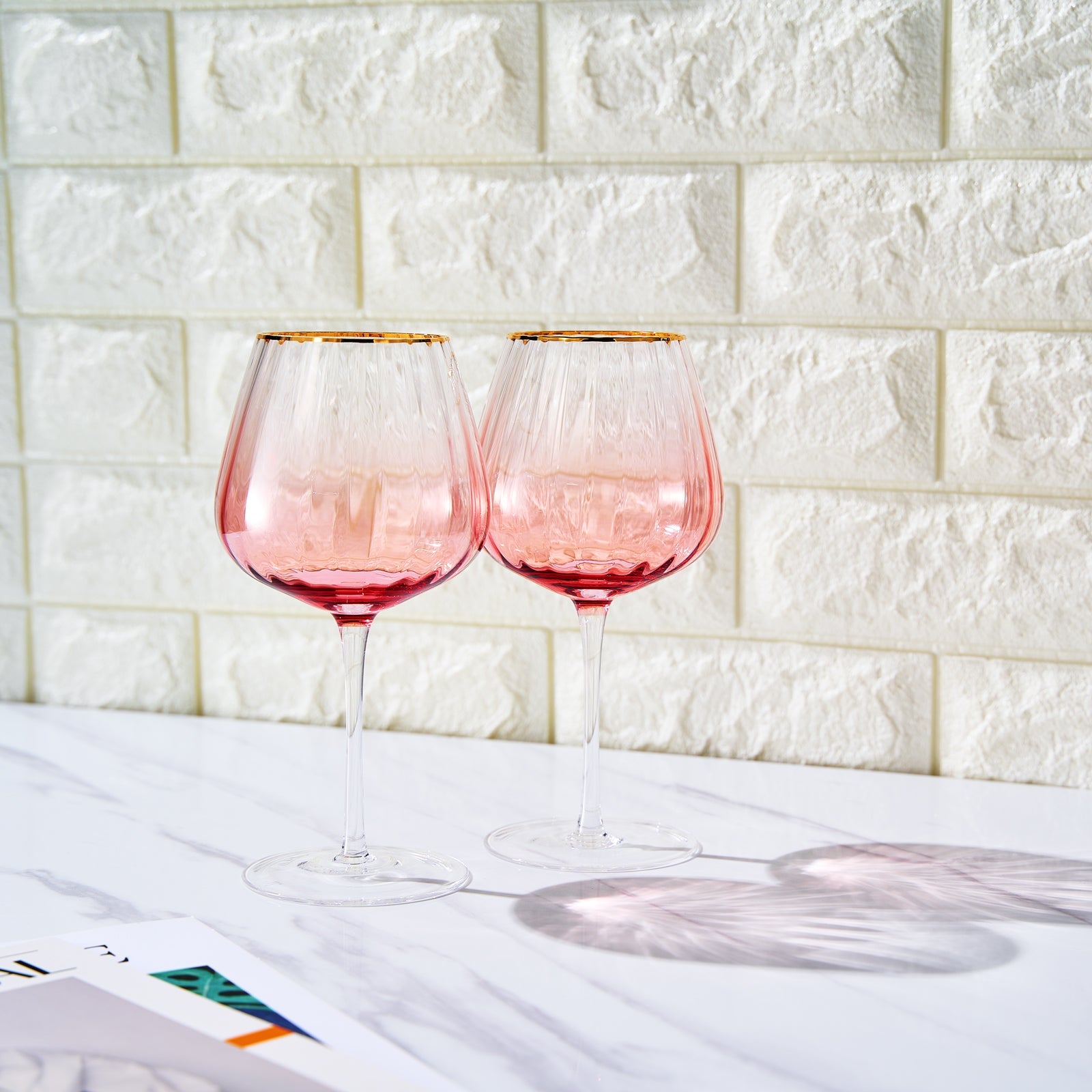 Waterfall Stemmed Wine Glassware, Set of 2