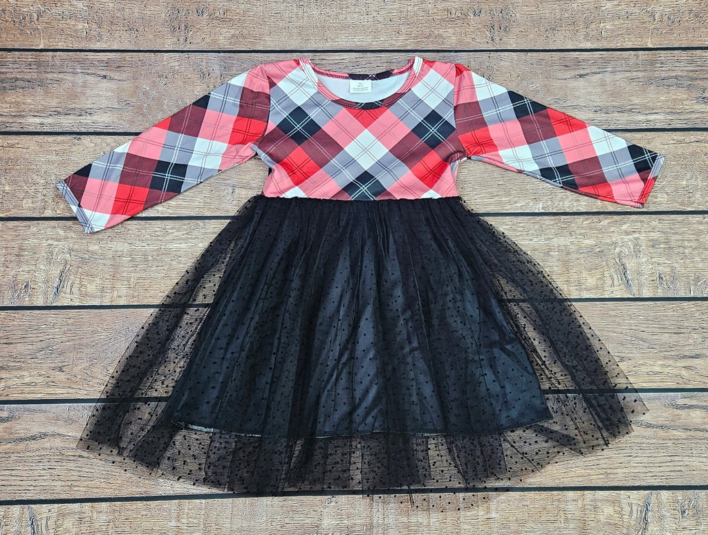 Plaid Holiday Milk Silk Tutu Dress