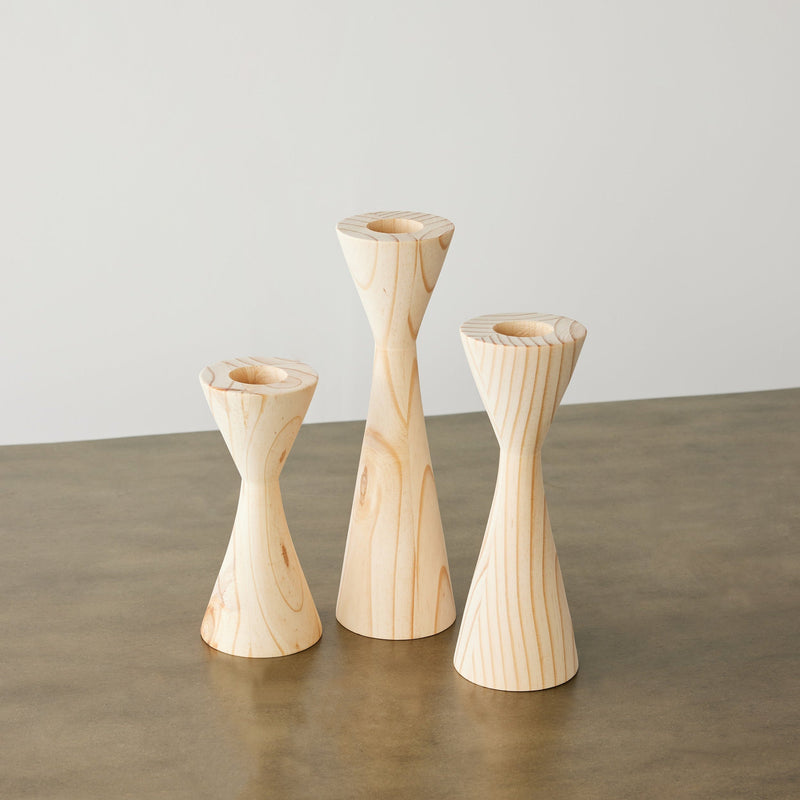 Geo Tealight Wooden Candle Holder White, Black, Natural