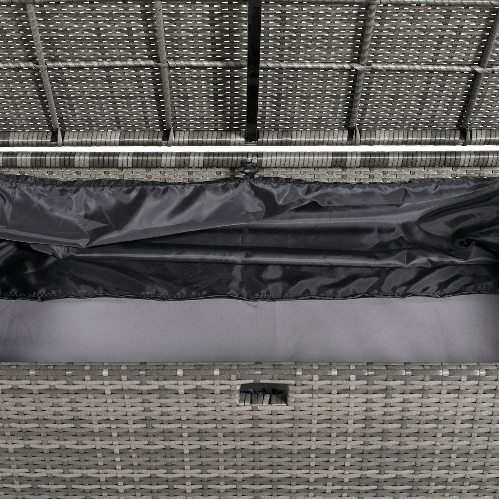 2-Piece Outdoor Rattan Daybed with Bench Lounge Roof Set and Cushions for Poolside, Backyard and Garden