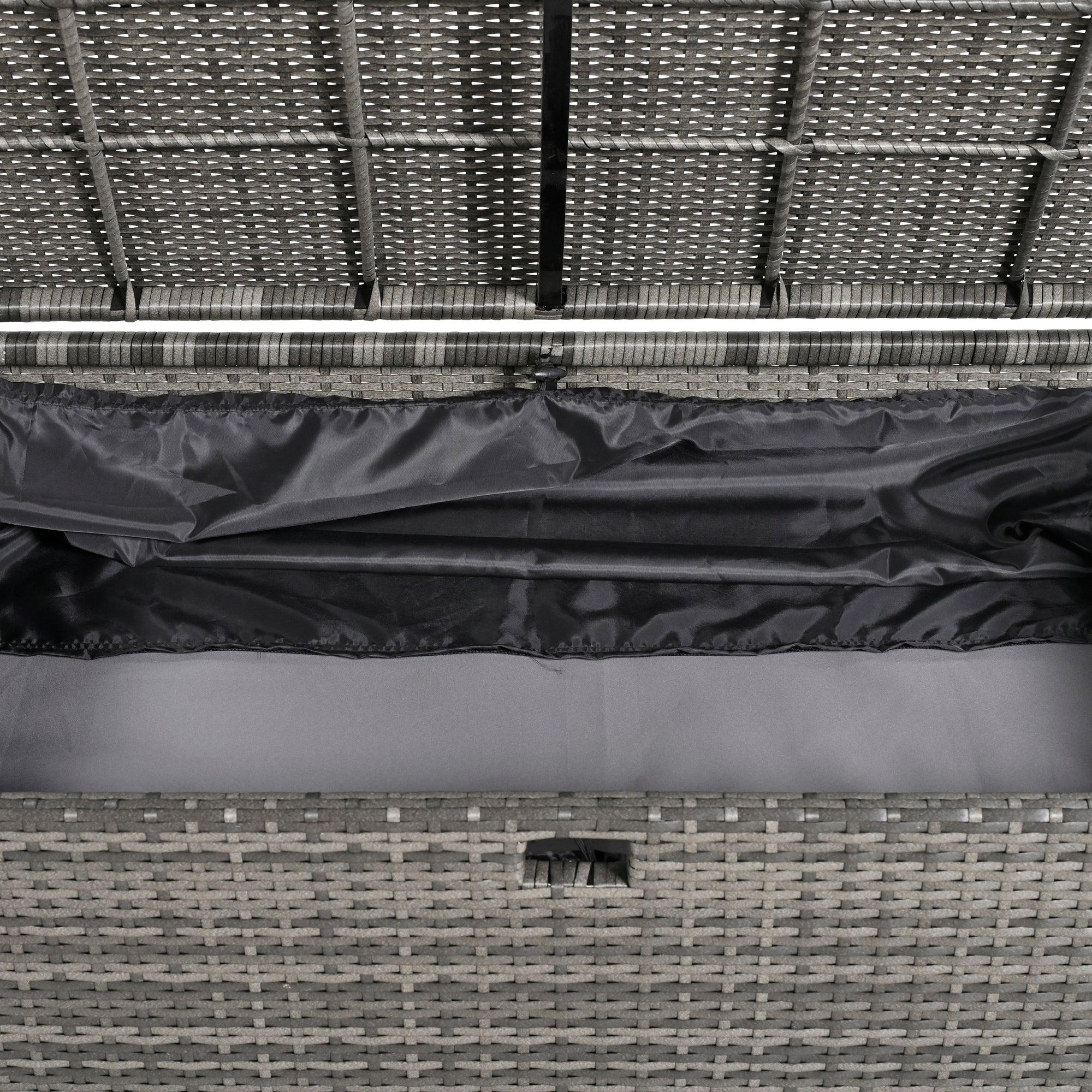 2-Piece Outdoor Rattan Daybed with Bench Lounge Roof Set and Cushions for Poolside, Backyard and Garden