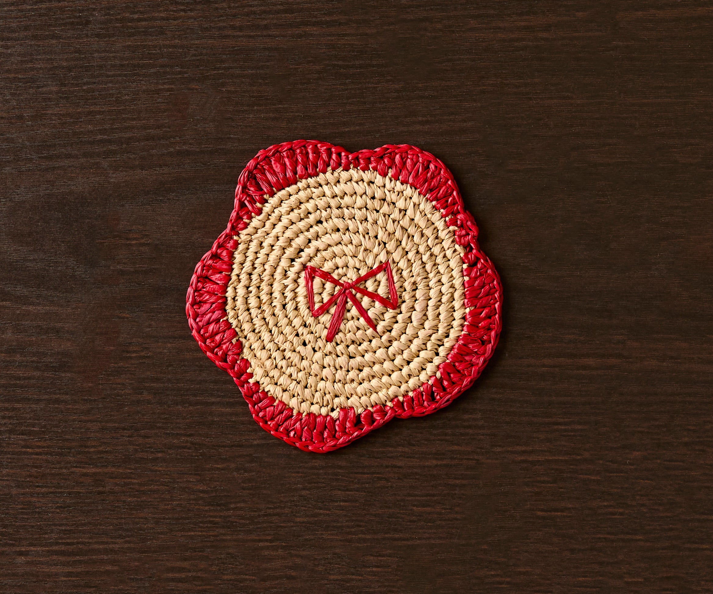 Handwoven Raffia Fringe Coaster by Payton James – Bohemian Candle Mat, Rustic Table Decor, Natural Raffia Palm