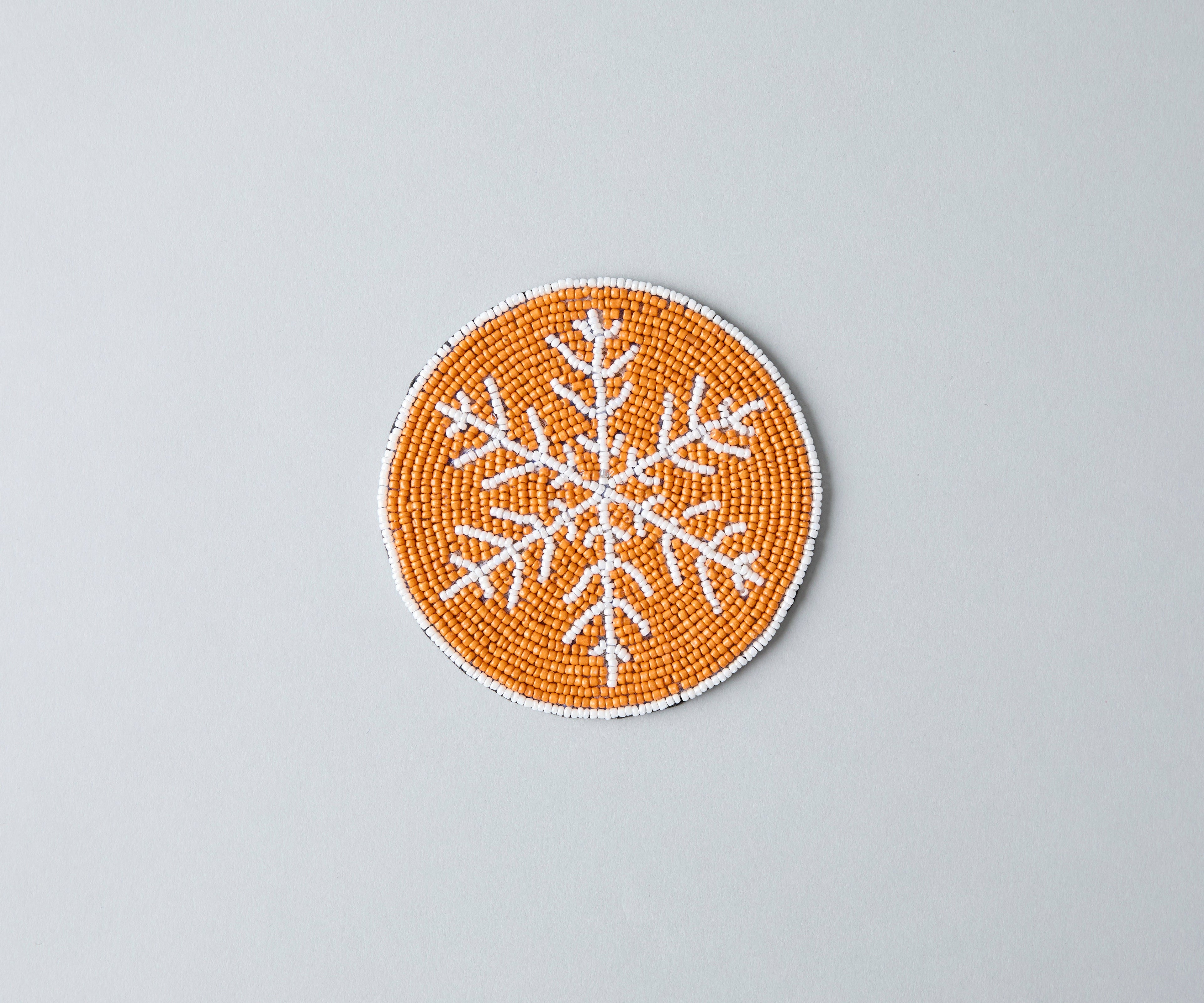 Handmade Beaded Christmas Snowflakes Coasters, White and Yellow Beads, Payton James Holiday Table Decor, Elegant Centerpiece Gift Idea