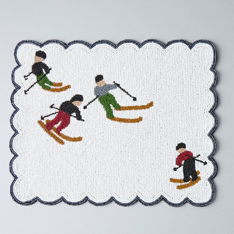 Ambesonne Winter Ski Resort Christmas Table Runner & Christmas placemats Set – Snowy Mountain Dining Table Decor – Winter Wonderland Table Setting