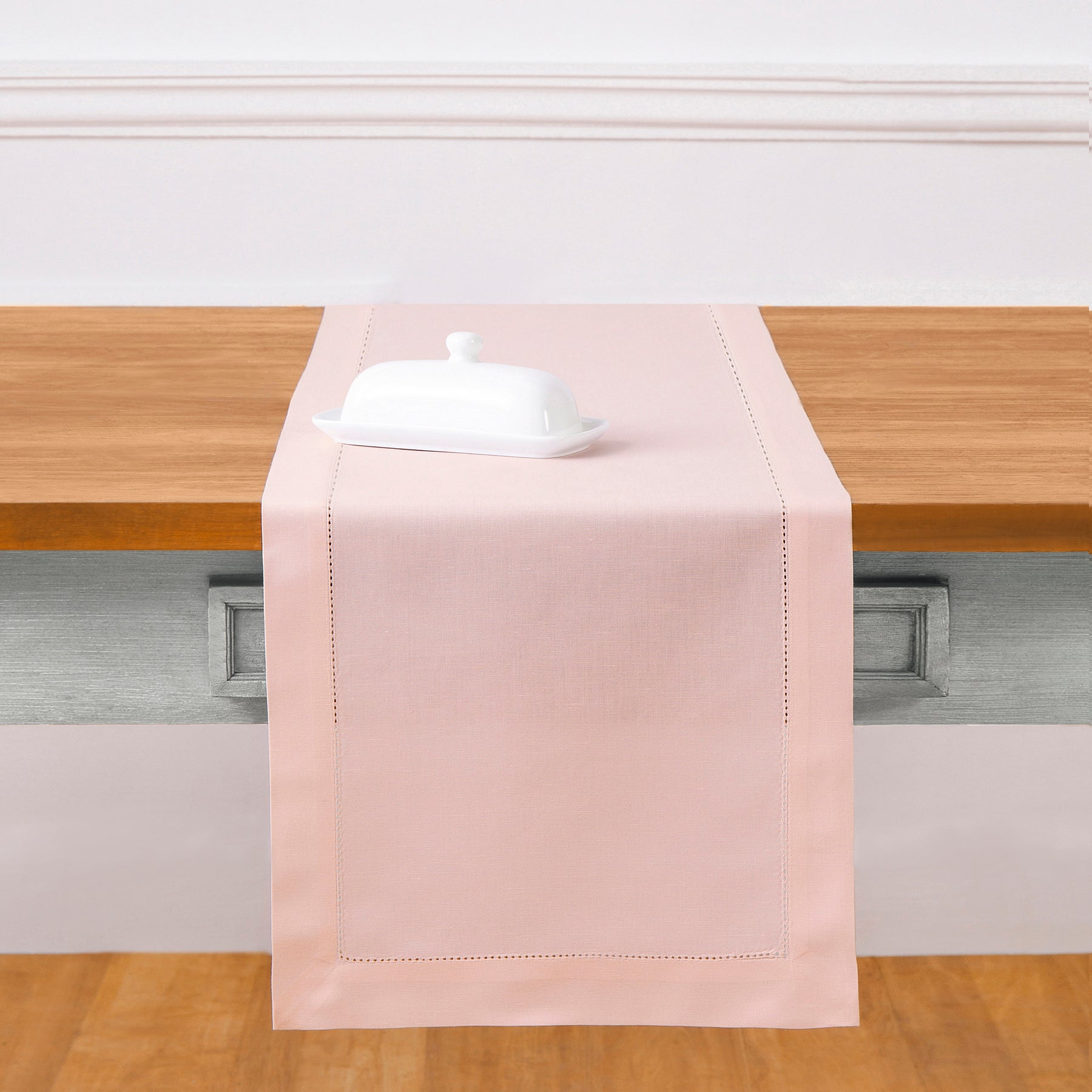 Cotton Linen Hemstitch Table Runner