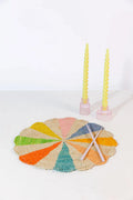 Pinwheel multicolor Placemat, raffia tabletop