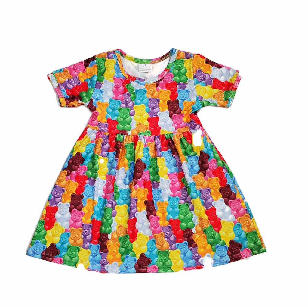 Gummy Bear Short Sleeve Milk Silk Dress