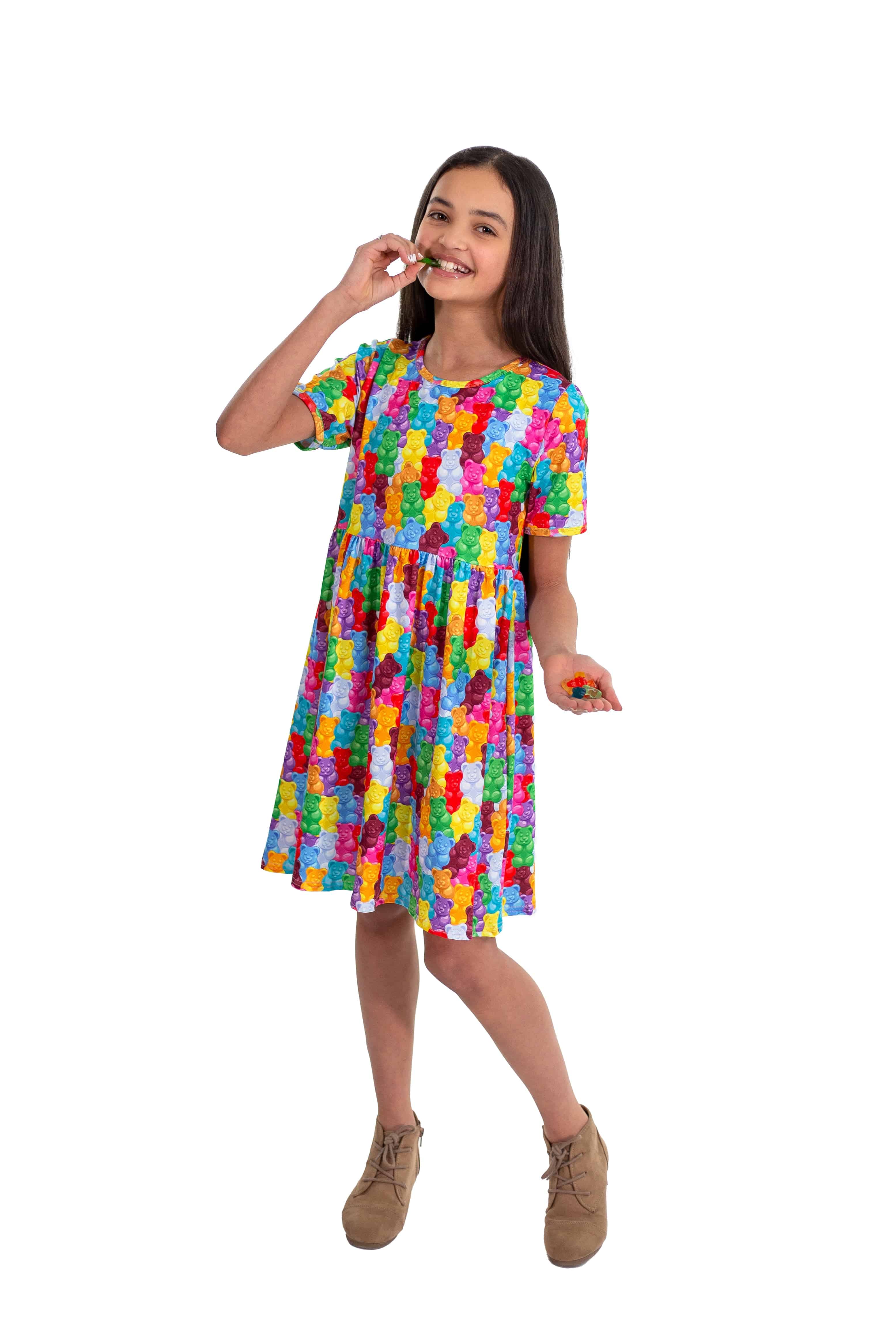 Gummy Bear Short Sleeve Milk Silk Dress