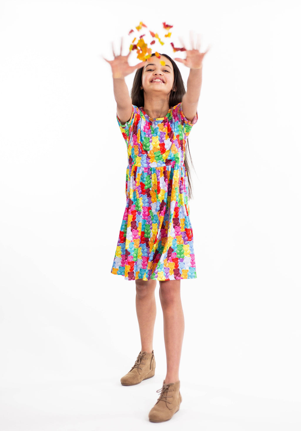 Gummy Bear Short Sleeve Milk Silk Dress