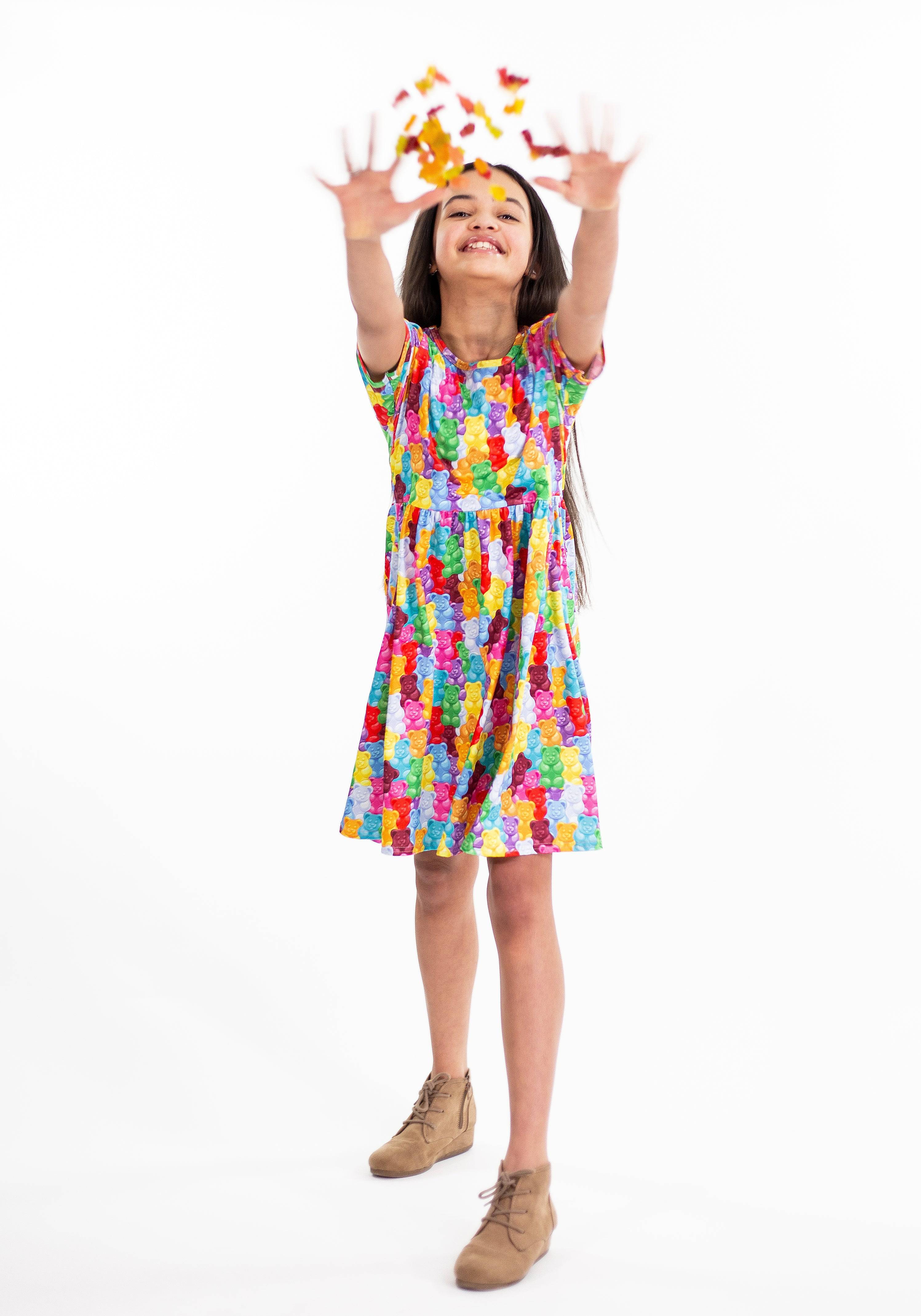 Gummy Bear Short Sleeve Milk Silk Dress