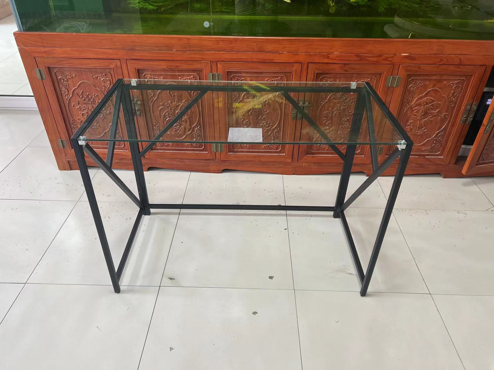 Tempered Clear Glass Computer Desk Laptop Desk Transparent Glass Laptop Table Small Study Desk