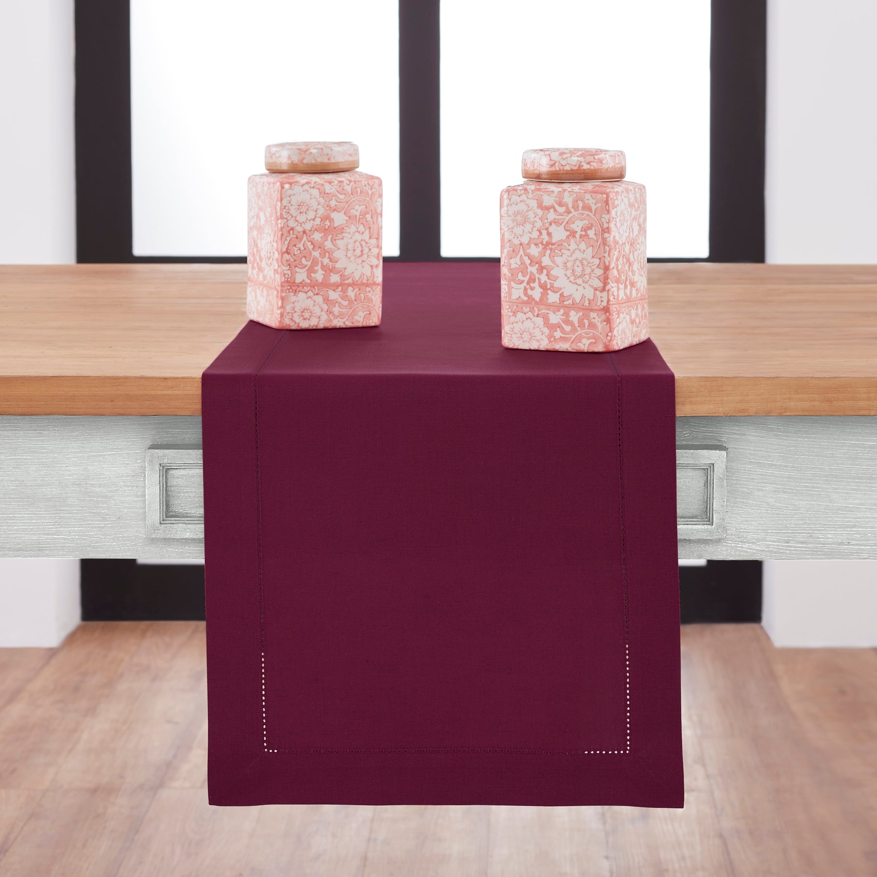 Cotton Linen Hemstitch Table Runner