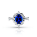Oval Cut Lab Blue Sapphire Engagement Ring