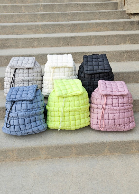 Stevie Quilted Puffer Backpack Large Front Compartment