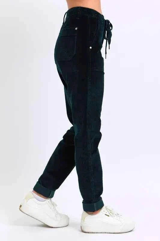 Judy Blue Plus Size Corduroy Casual Pants High Waist Cuffed