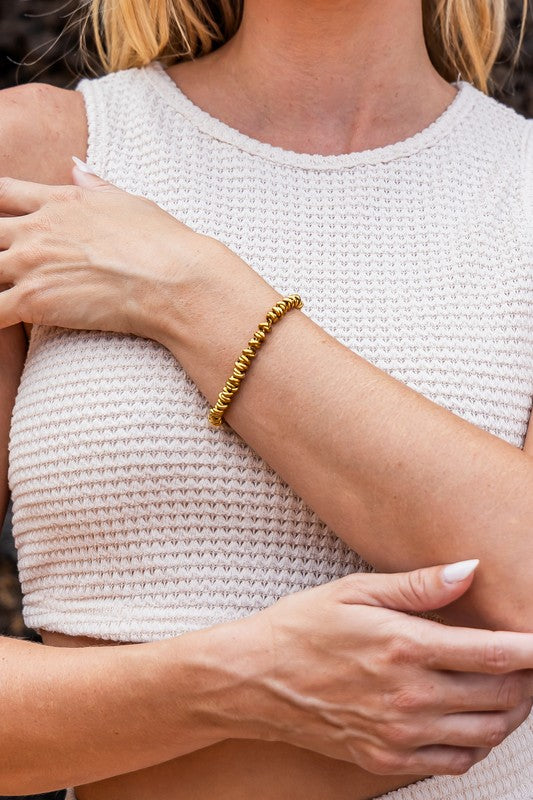 18K STAINLESS STEEL TWISTED BEAD BRACELET