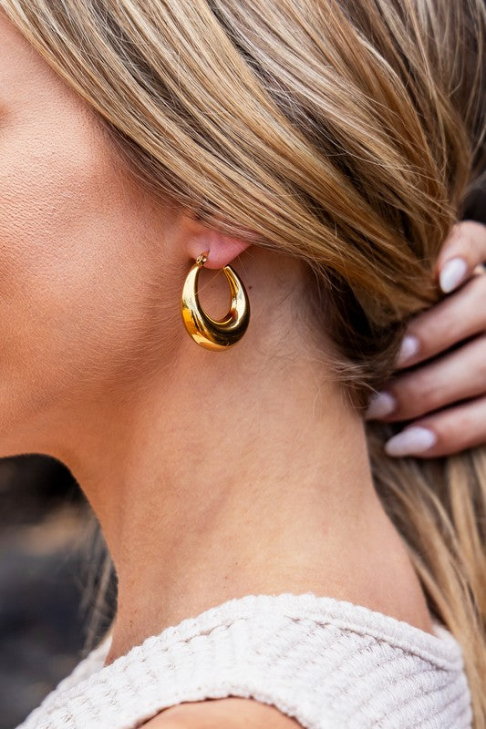 18K STAINLESS STEEL MOD HOOP EARRINGS