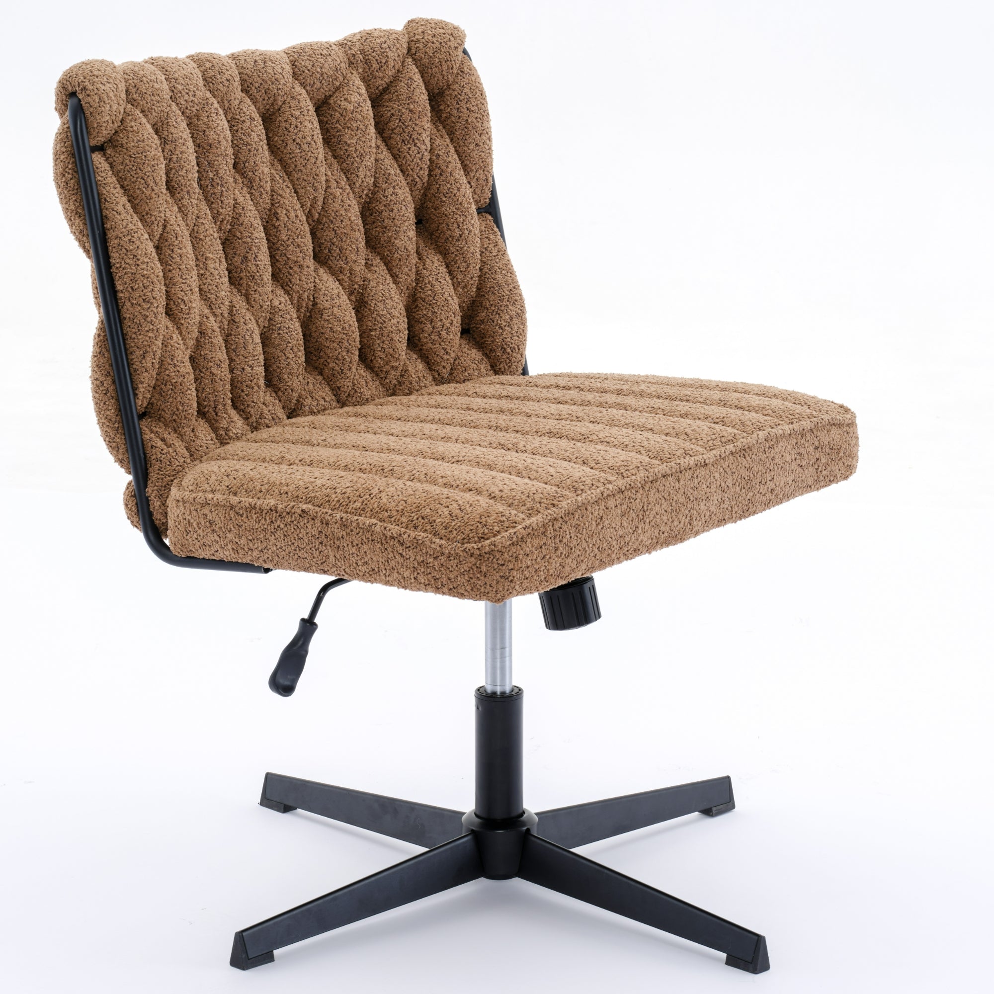 Armless Office Desk Chair No Wheels BROWN