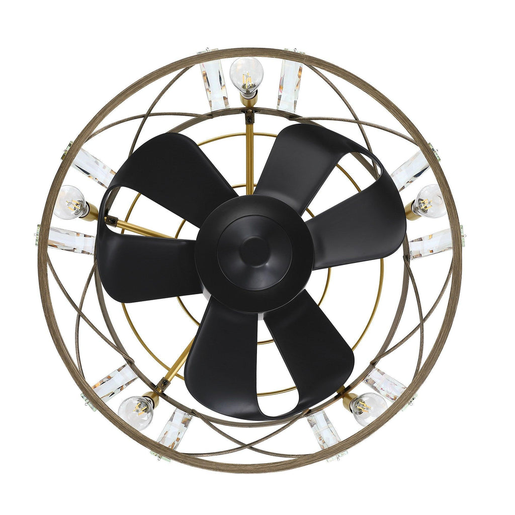 23" Modern Satin Nickel DC Motor Downrod Mount Reversible Fandelier Ceiling Fan with Lighting and Remote Control