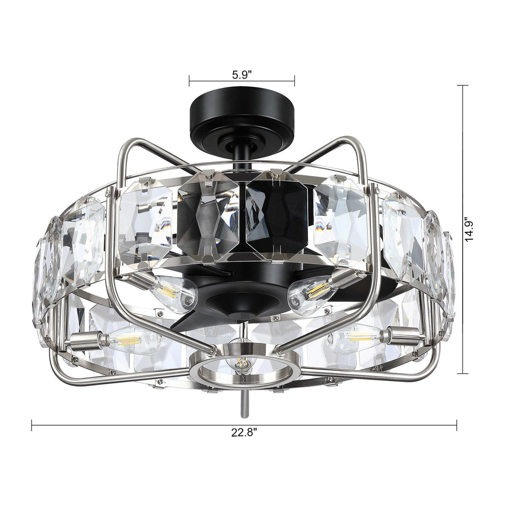 23" Modern DC Motor Downrod Mount Reversible Fandelier Ceiling Fan with Lighting and Remote Control