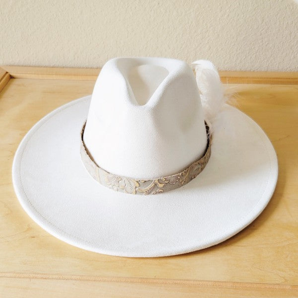 Gilded Cowboy Leather Hat Band w/ Feather accents