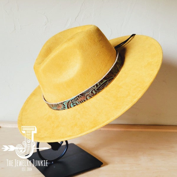 Turquoise Floral Western Leather Band W/Choice Hat