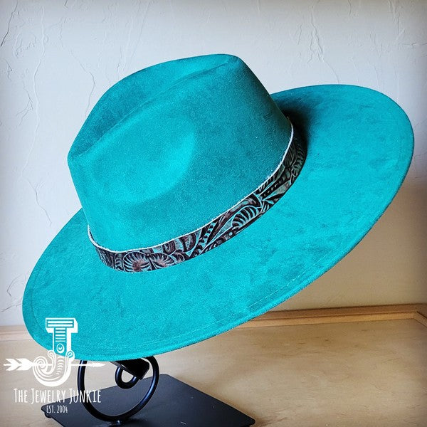 Turquoise Floral Western Leather Band W/Choice Hat