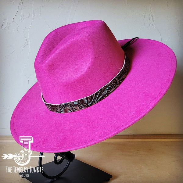 Turquoise Floral Western Leather Band W/Choice Hat