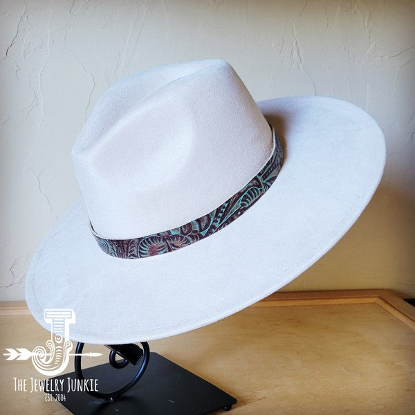 Turquoise Floral Western Leather Band W/Choice Hat