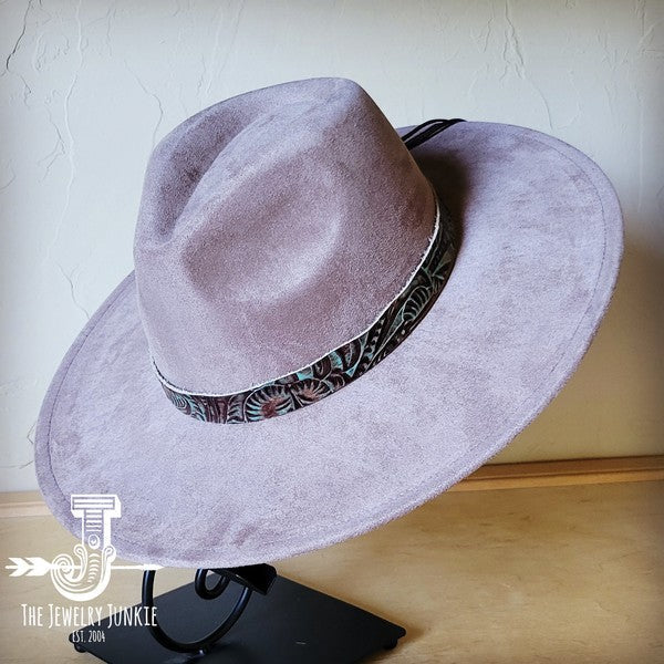 Turquoise Floral Western Leather Band W/Choice Hat