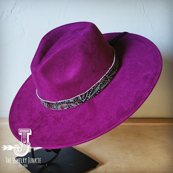 Turquoise Floral Western Leather Band W/Choice Hat