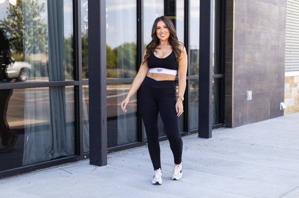Crossover  Black Pocket Full Length Leggings R4