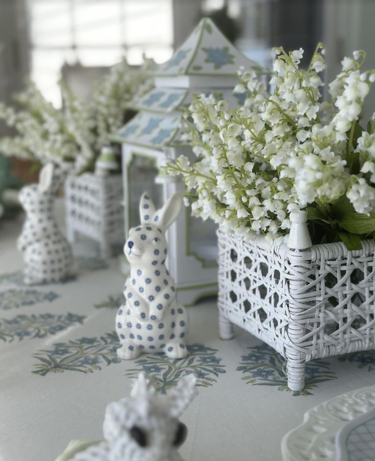 White Cane Wicker Box Planter