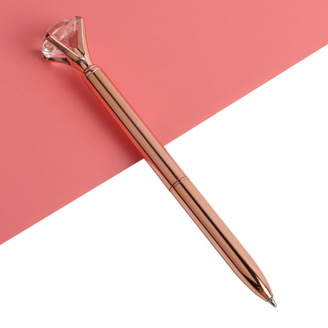 21Color Kawaii Ballpoint Pen Big Gem Metal Ball Pen With Large Diamond Blue And Black Magical Pen Fashion School Office Supplies