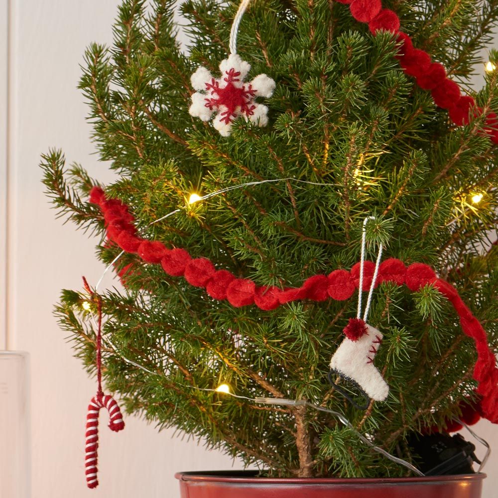 24 Piece Set- Iconic Christmas Mini Tabletop Tree Set- Hand Felted Wool Arcadia Home