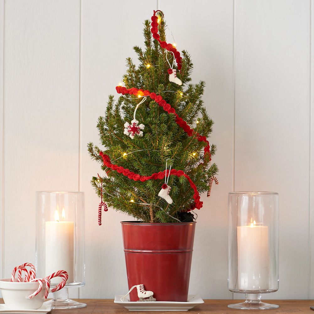 24 Piece Set- Iconic Christmas Mini Tabletop Tree Set- Hand Felted Wool Arcadia Home