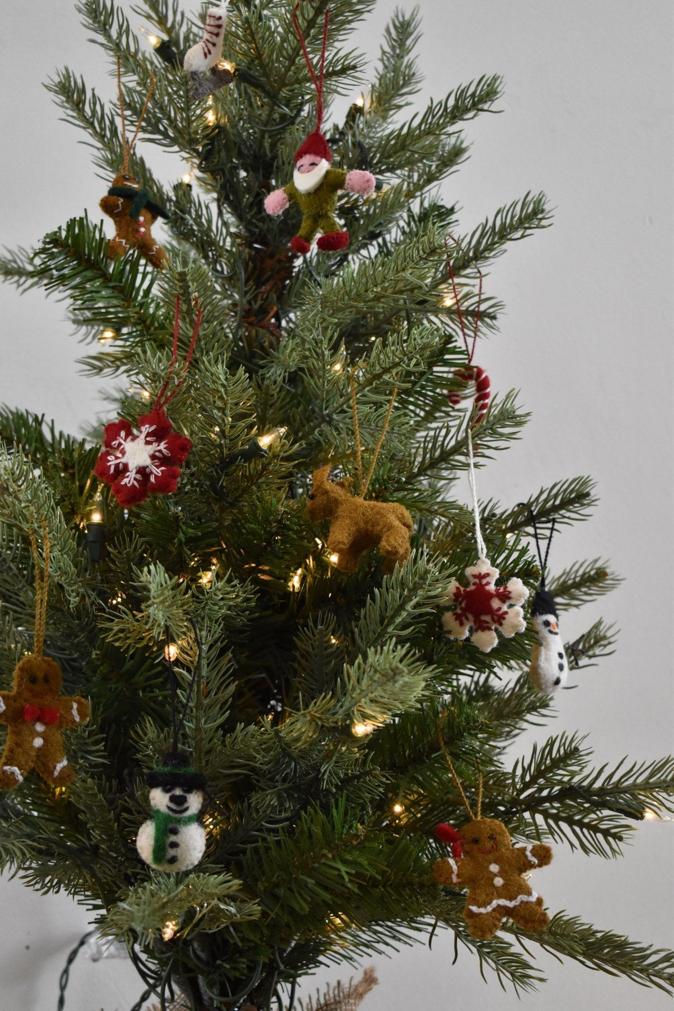 24 Piece Set- Iconic Christmas Mini Tabletop Tree Set- Hand Felted Wool Arcadia Home