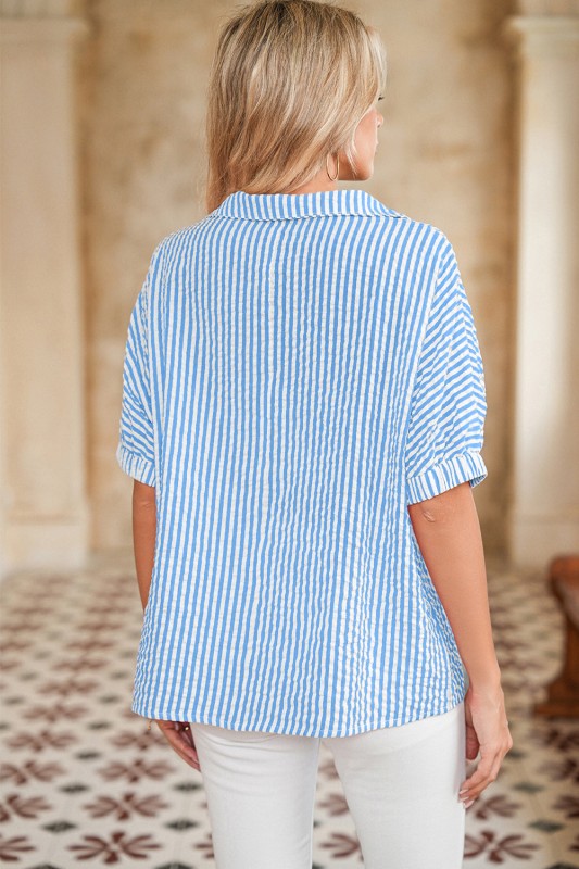 Cotton Blue Stripe Dolman blouse