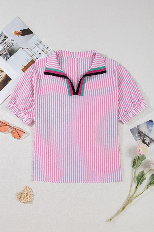 Cotton Blue Stripe Dolman blouse