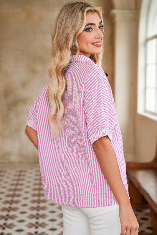 Cotton Blue Stripe Dolman blouse