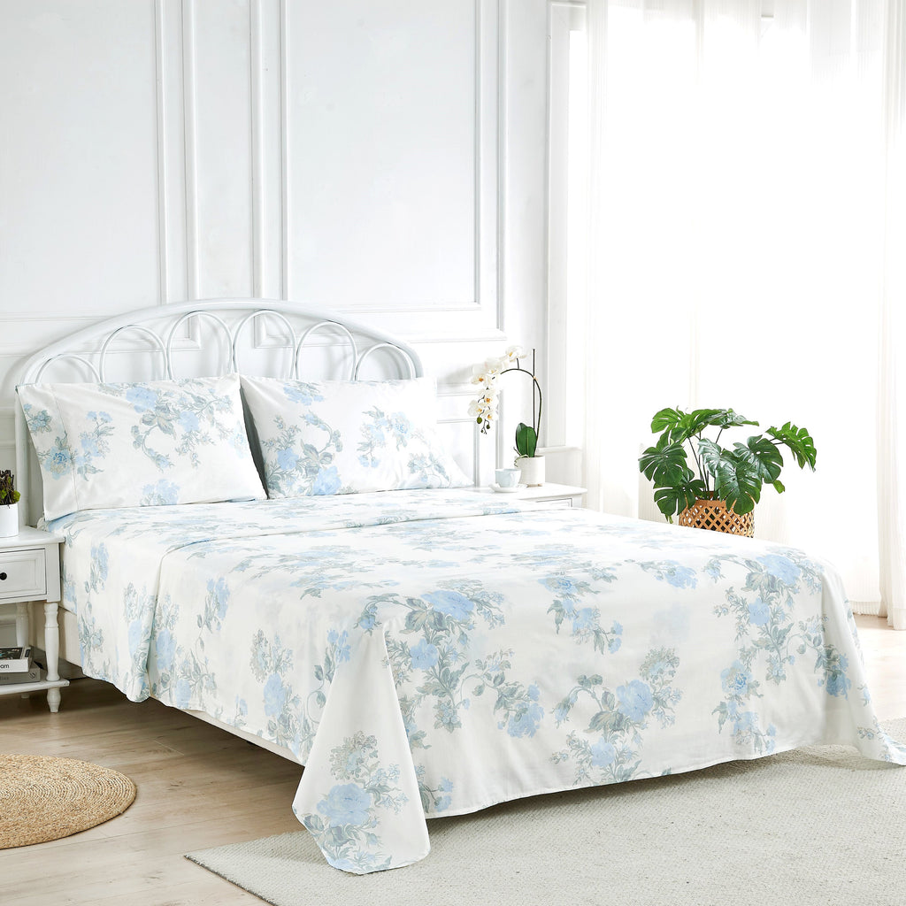 Jardin De Rose Printed Cotton Percale Sheet Set