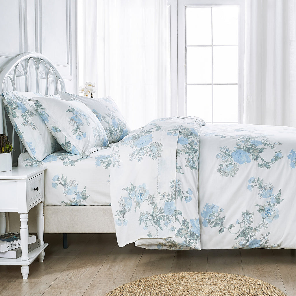 Jardin De Rose Printed Cotton Percale Sheet Set